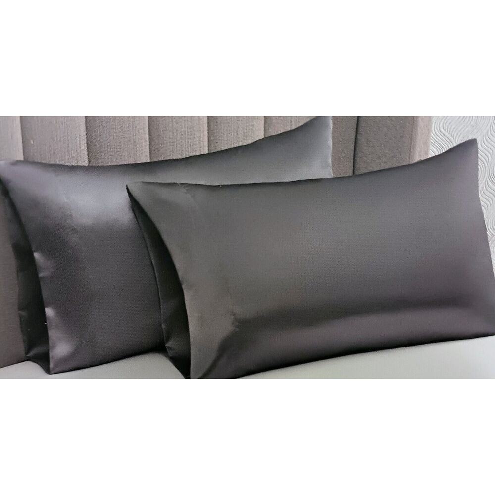 2 Sunday Linens SATIN Luxury‎ Bed Pillowcase DARK GRAY Silky Smooth Hair COMFORT